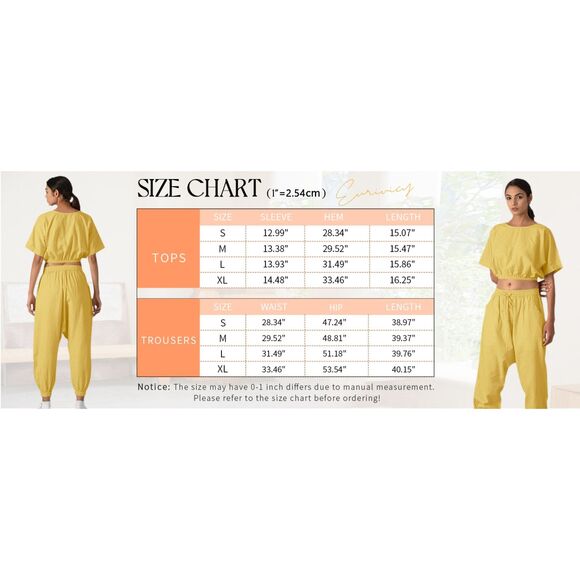 Eurivicy Casual Short Sleeve Crop Top Jogger Pant With Pockets Set Sz S - Picture 5 of 5